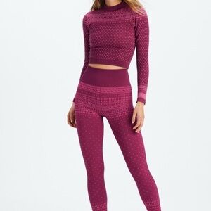 Fabletics Merlot Outfit Bundle winter workout matching set thermal fair isle